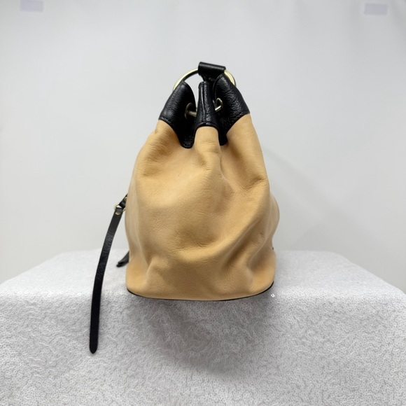 Tre Vero Leather Satchel Tan and Black Women's Handbag - Picture 11 of 16